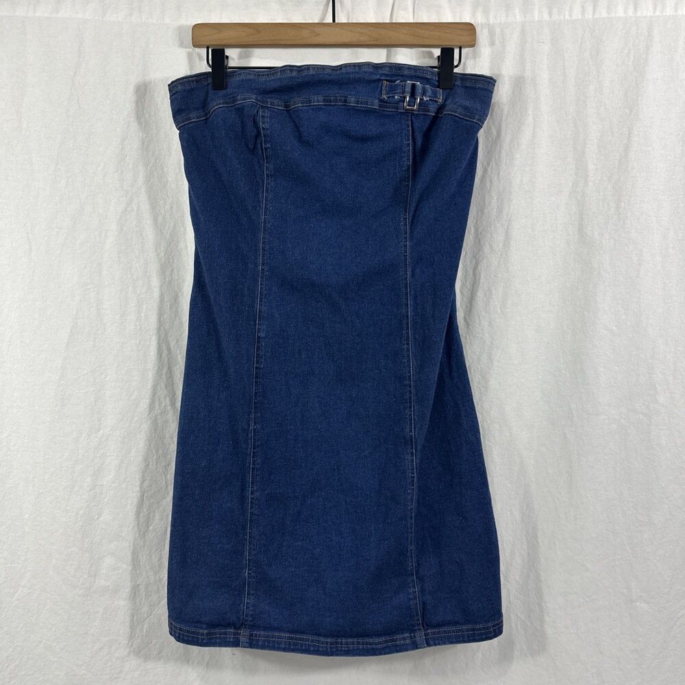 Xhilaration Vintage Denim Strapless Dress Stretch Western Festival Womens Sz M